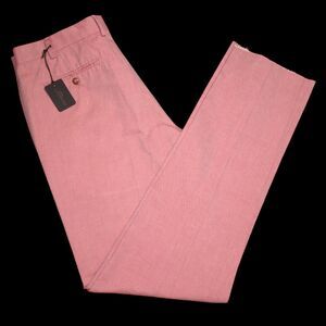 JB Britches Torino Coral Birdseye Cotton Unfinished Hem Dress Pant Mens 38x38